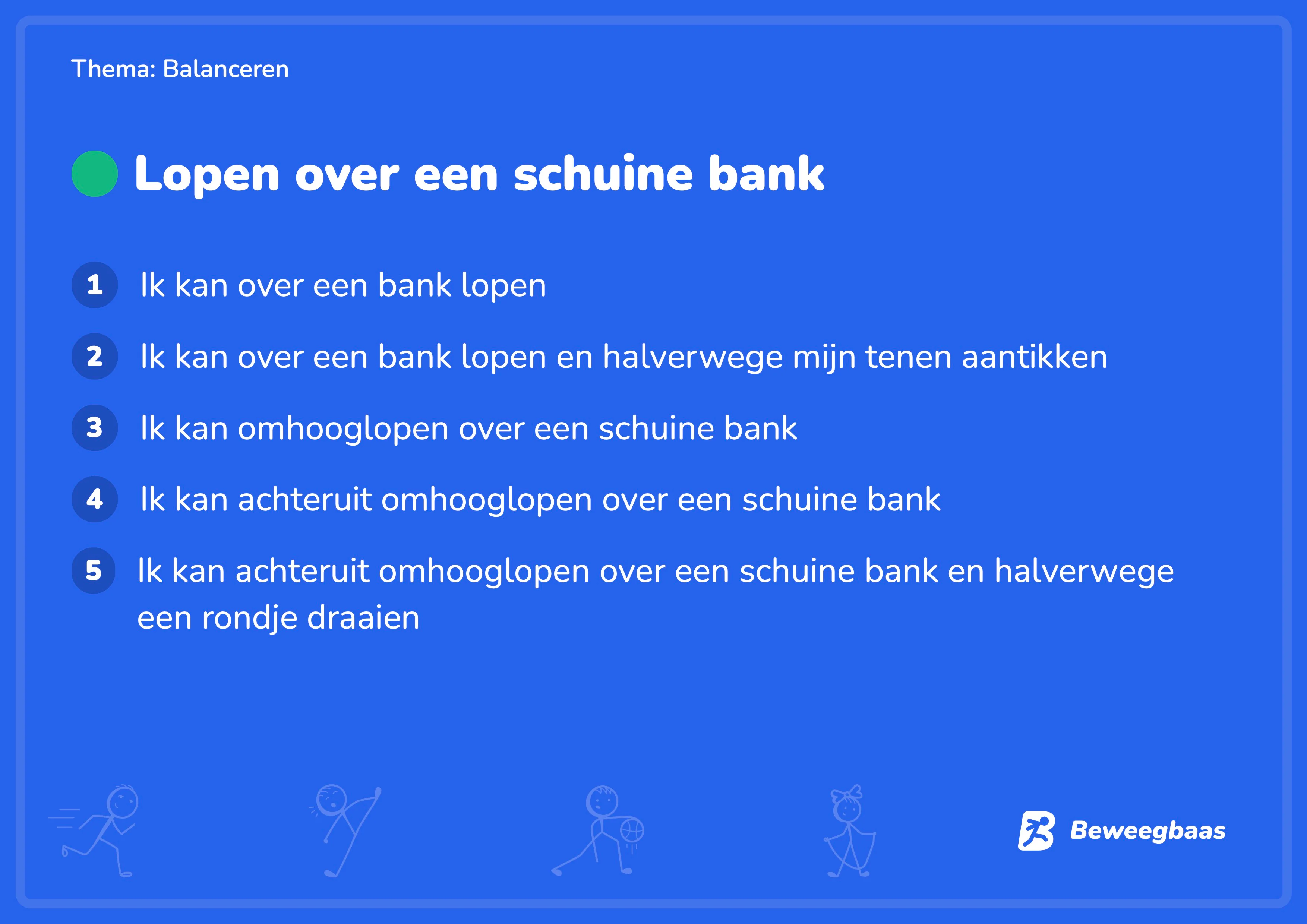 Mediakaart met doeltekst: lopen over een balanceervlak (groep 3–4)